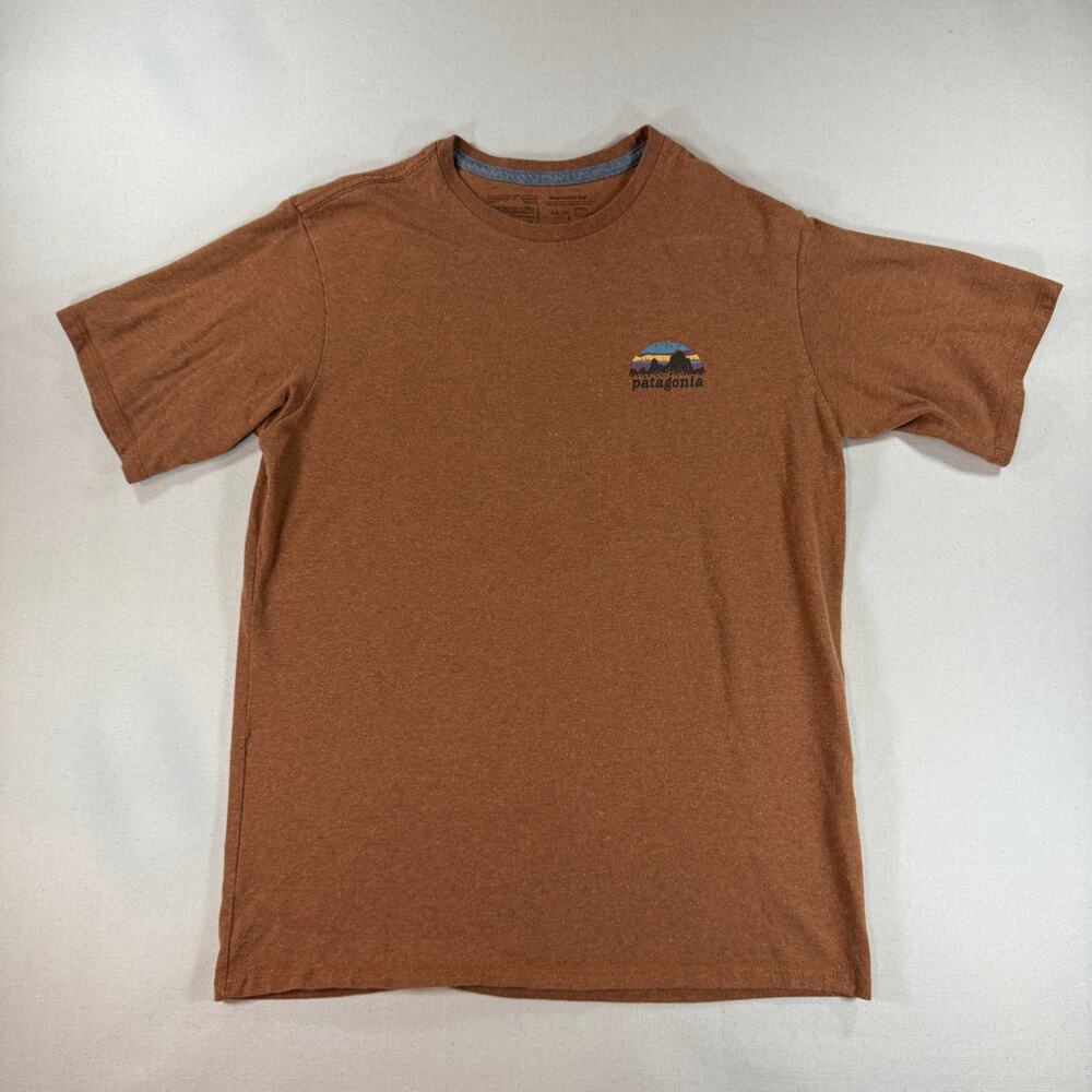 Patagonia Mens Skyline Stencil Responsibili-Tee Shirt XS Brown/Orange Graphic